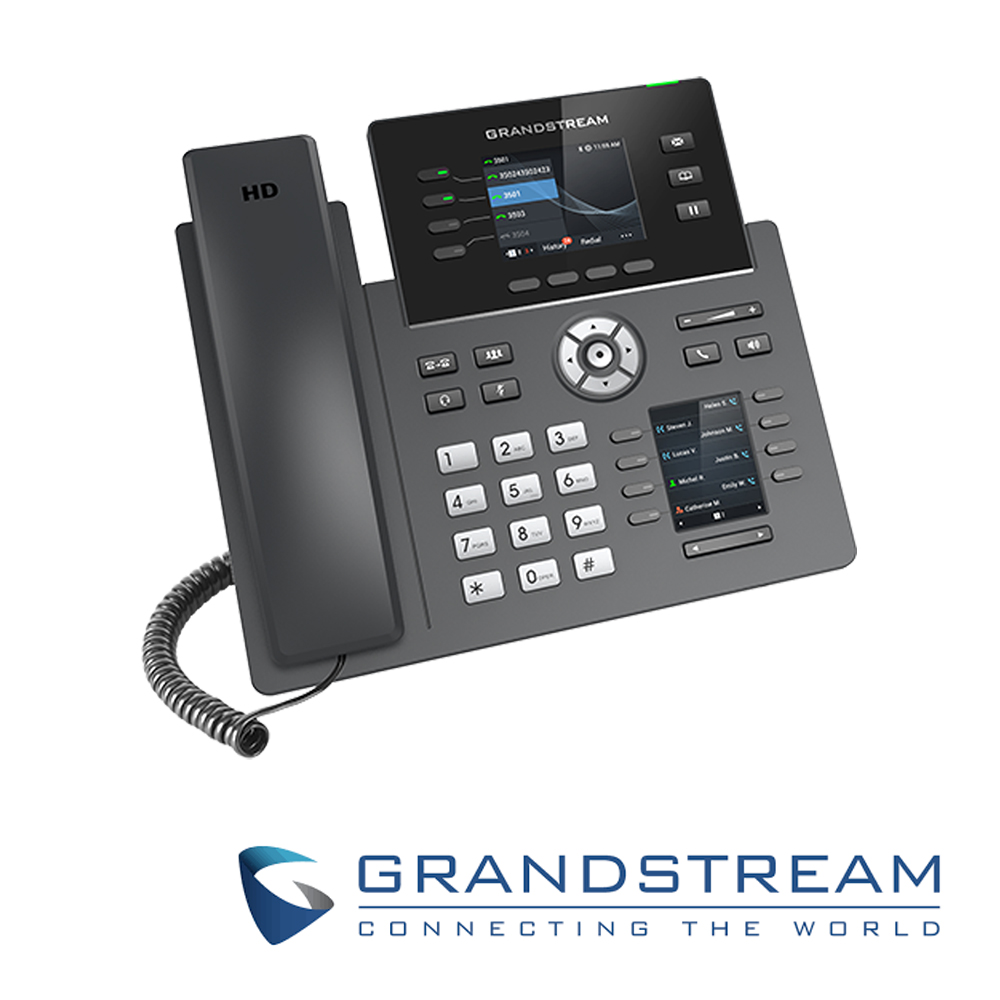 Teléfono IP Grado Carrier WiFi 6 Grandstream GRP2614 / 12 Cuentas SIP / 4 Lineas / 8 Teclas Extension Pantalla Color