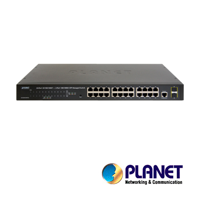 Switch 24 Puertos RJ45 Gigabit Ethernet 10/100/1000 Mbps / Planet GS-4210-24T2S / 2 Ranuras MINI-GBIC / SFP 100/1000