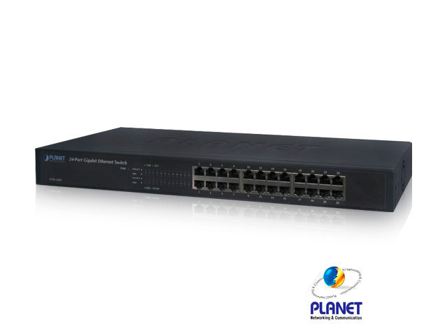 Switch 24 Puertos RJ45 Gigabit Ethernet 10/100/1000 Mbps / NO Administrable / Planet GSW-2401 / Recinto de Metal / 15W