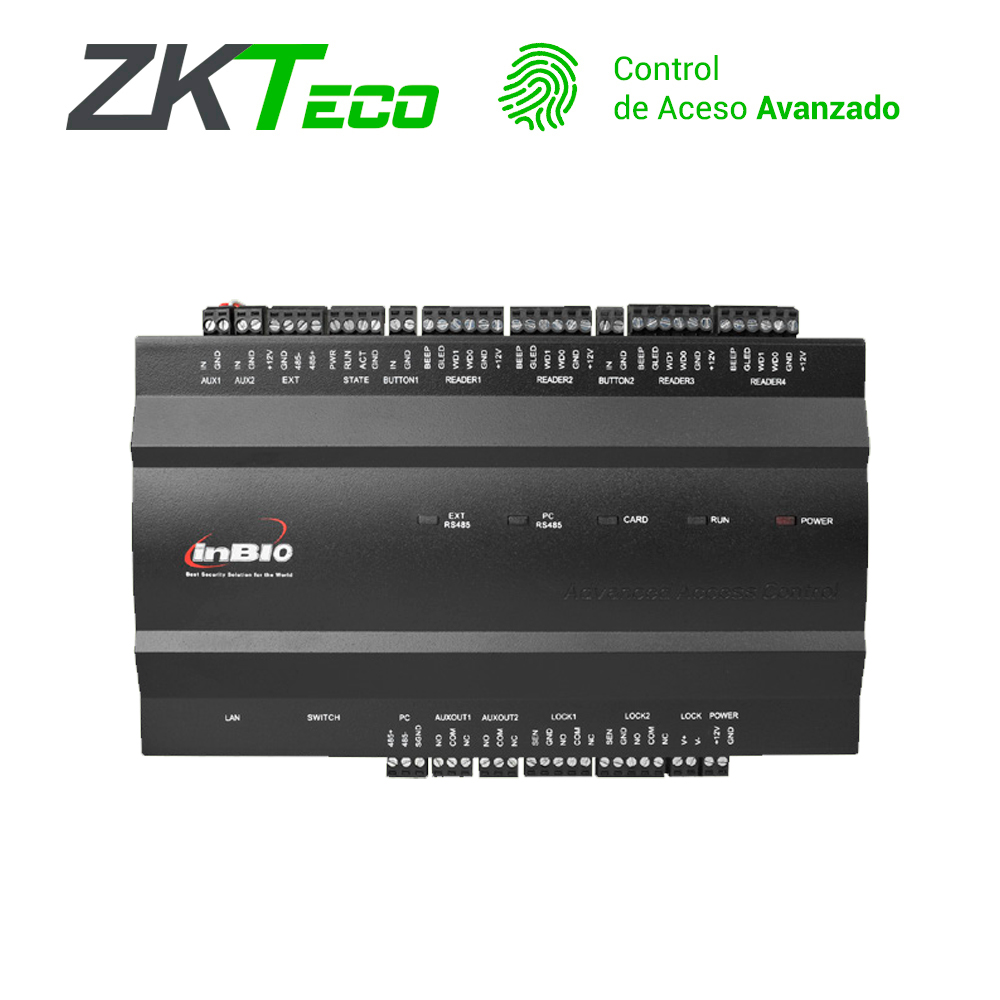 Panel de Control de Acceso Avanzado Zkteco INBIO260 2PUERTAS/4LECTORAS/3000HUELLAS/30,000TARJETAS/100,000REGISTROS