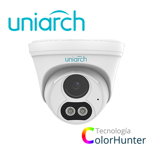 Cámara IP Turret Uniarch IPC-T213-APF28W / 3MP / Ultra 265 / Lente 2.8 MM / LUZ Dual / IP67 / Dwdr / Microfono