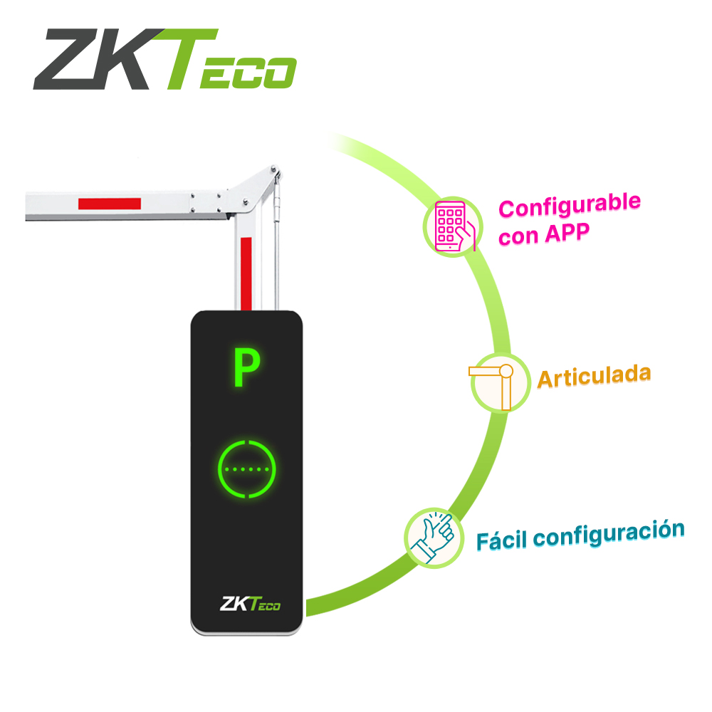 Barrera Articulada 90 Grados Derecha Integra Apertura por Medio de APP BGM1145R-90 Zkteco Alimentación a 110VCA Brazo