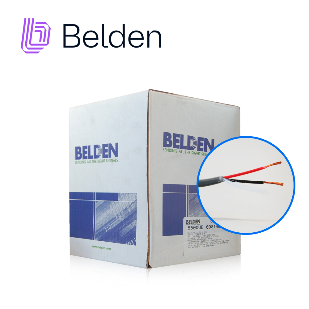 Cable de Seguridad y Sonido Belden 5500UE 0081000 / Interior / Gris / 2 Conductores / 22 AWG / Multifilar / Forro PVC