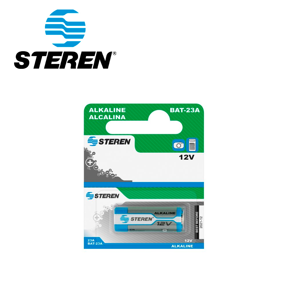 Batería Alcalina Steren BAT-23A Tipo Cilindro 12 Volts 55MAH -Compatible con Magneto Duosmart y Otros Dispositivos
