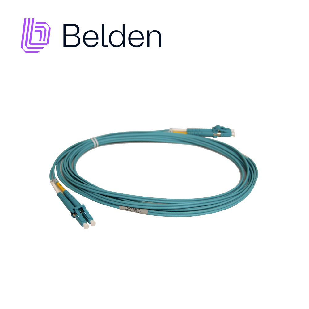 Jumper de Fibra Óptica Multimodo Belden FP3LDLD003M / Interior / Aqua / OM3 / LC Duplex - LC Duplex / 50/125 Micras