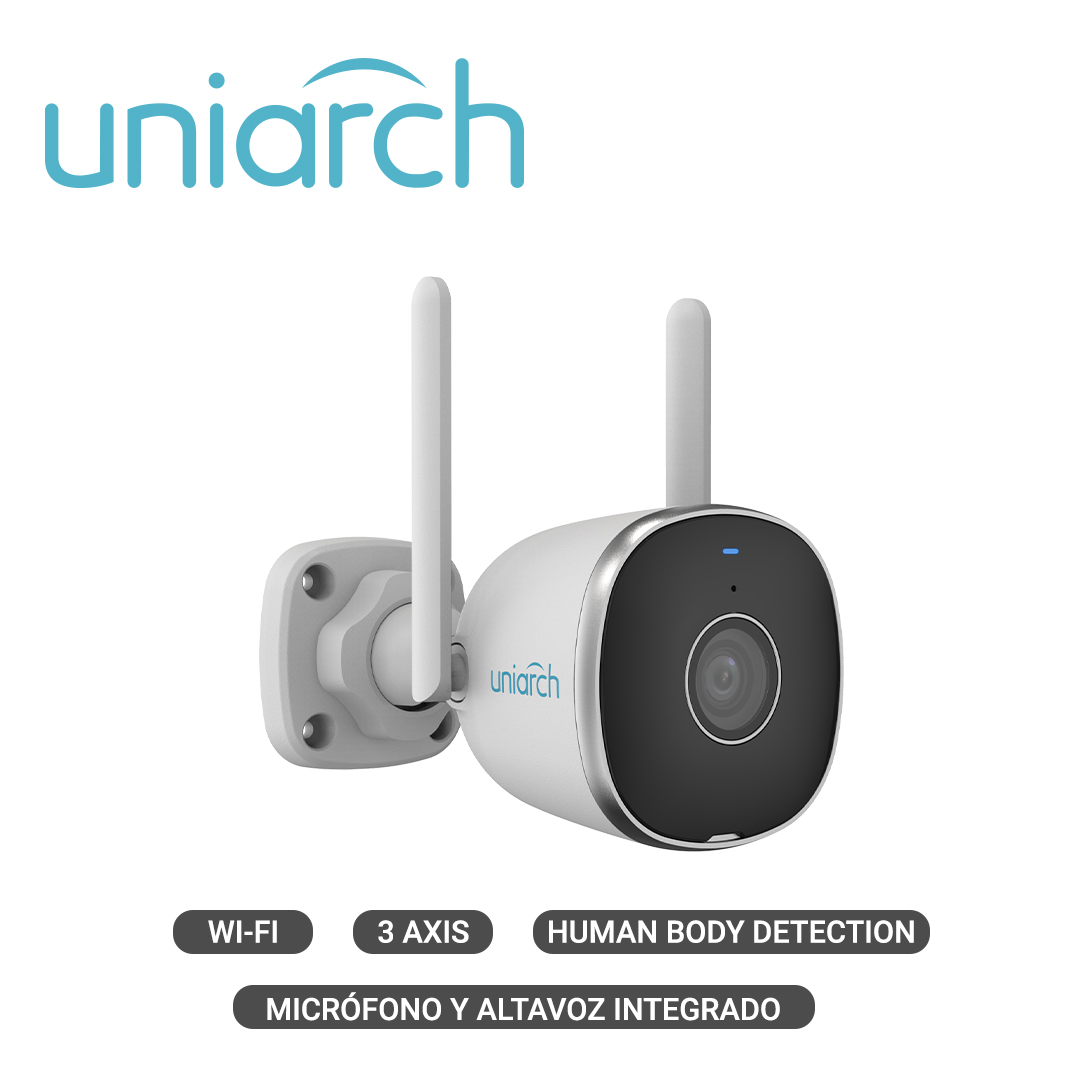 Cámara IP Bullet WiFi 2.4 GHz Cloud Gratuito 7 Dias Uniarch Uho-B2R-M2F3 / 2MP / Fullhd / ULTRA265 / 12 VCD / Dwdr / 3