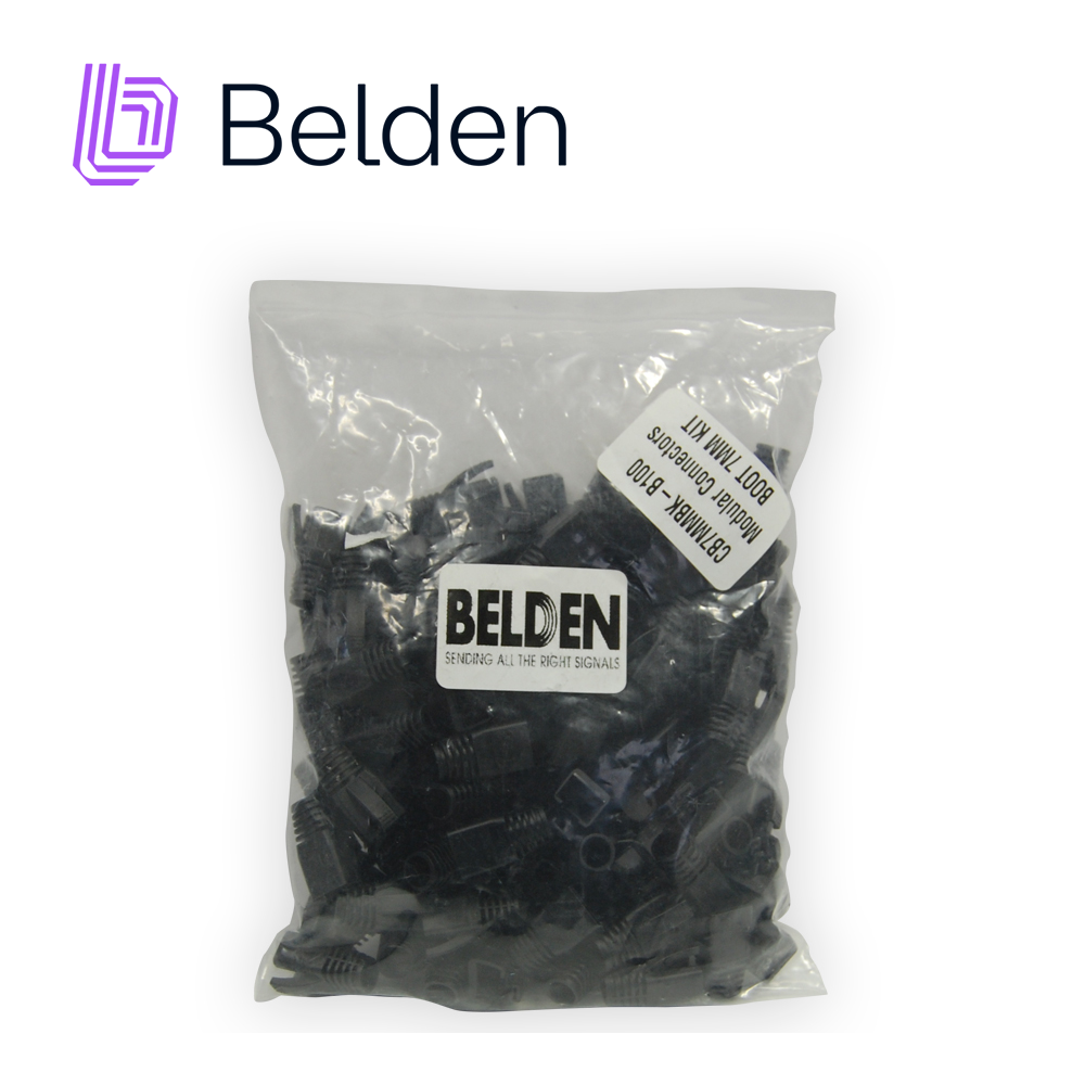 Bota Flexible Belden CB7MMBK-B100 / 7MM / Negro / para Plugs RJ45 / Paquete de 100 Piezas