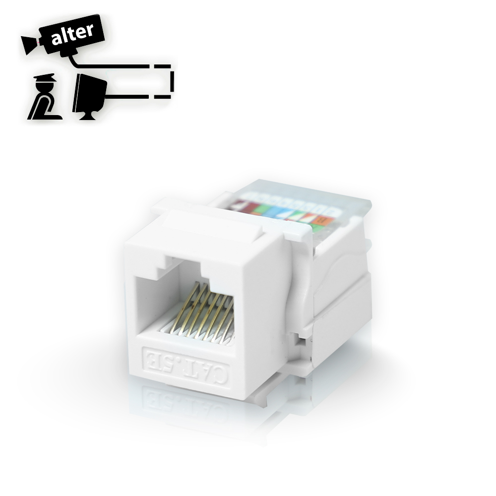 Conector Jack RJ-45 / CAT 5E / Color Blanco / Tipo Keyconnect / Armado sin Pinzas.