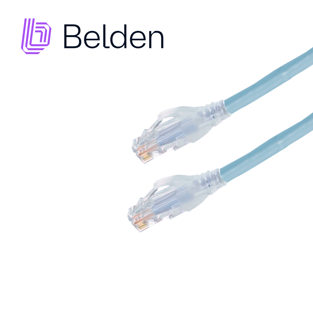 Patchcord UTP CAT6 Belden C601116007 Forro PVC Azul Claro CMR-RISER 4 Pares Calibre Conductor 24 AWG 100% Cobre USO