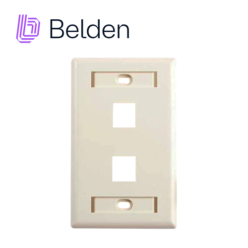 Placa de Pared (Faceplate) Belden AX103923 2 Puerto Compatible con Jacks Estilo Keyconnect Universal CAT6A CAT6 CAT5E