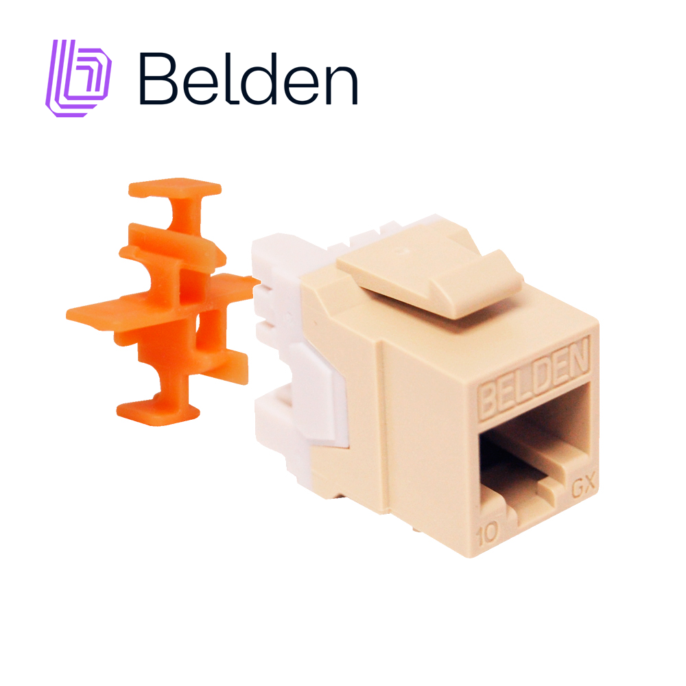 Conector Modular Jack RJ45 CAT6A Belden AX103073 Estilo Keyconnect Marfil Compatible con Faceplate