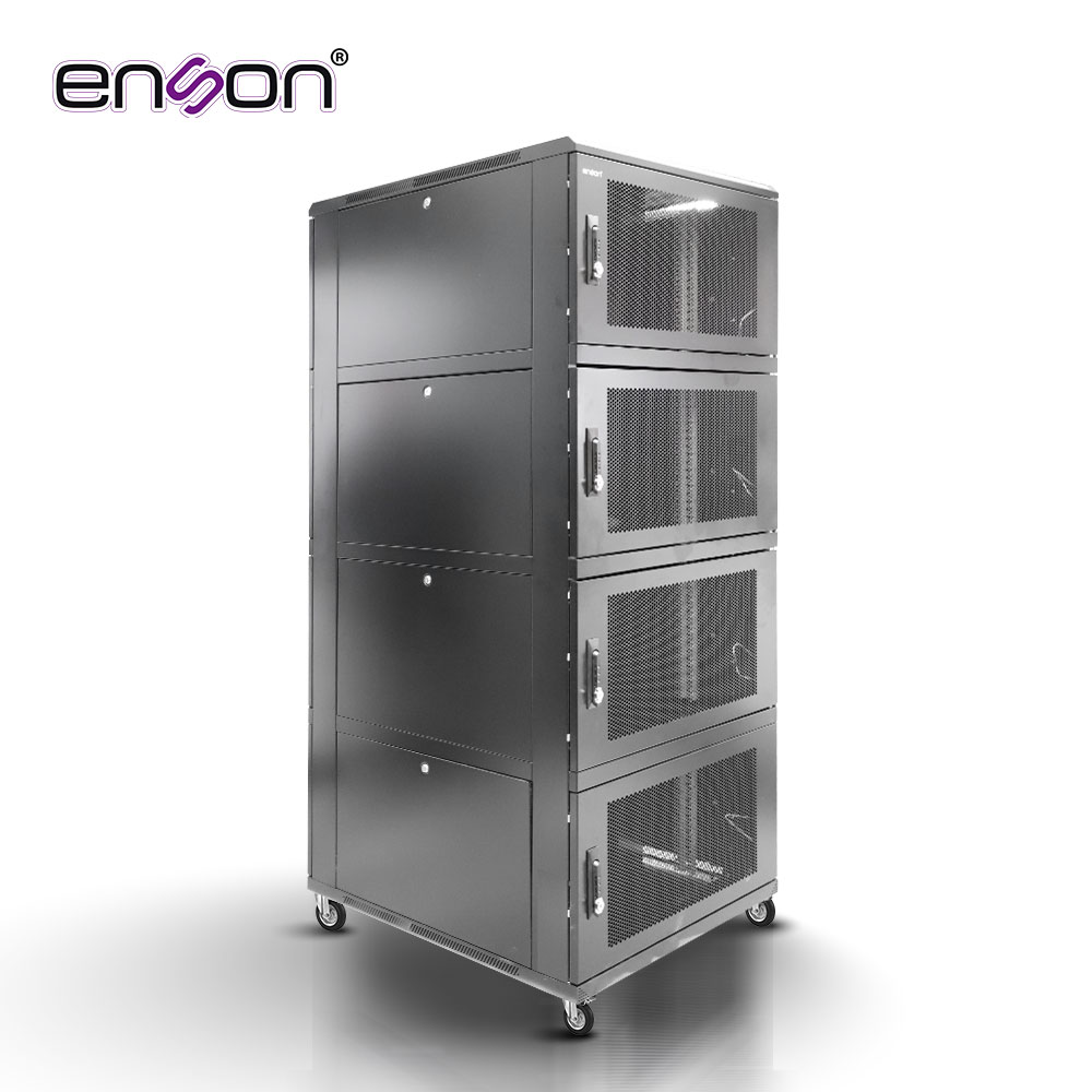 Gabinete de Piso Modular de Acero Enson ENS-RKGB42U8 / 36UR en 4 Modulos de 9UR Cada UNO / Paneles Laterales Extraibles
