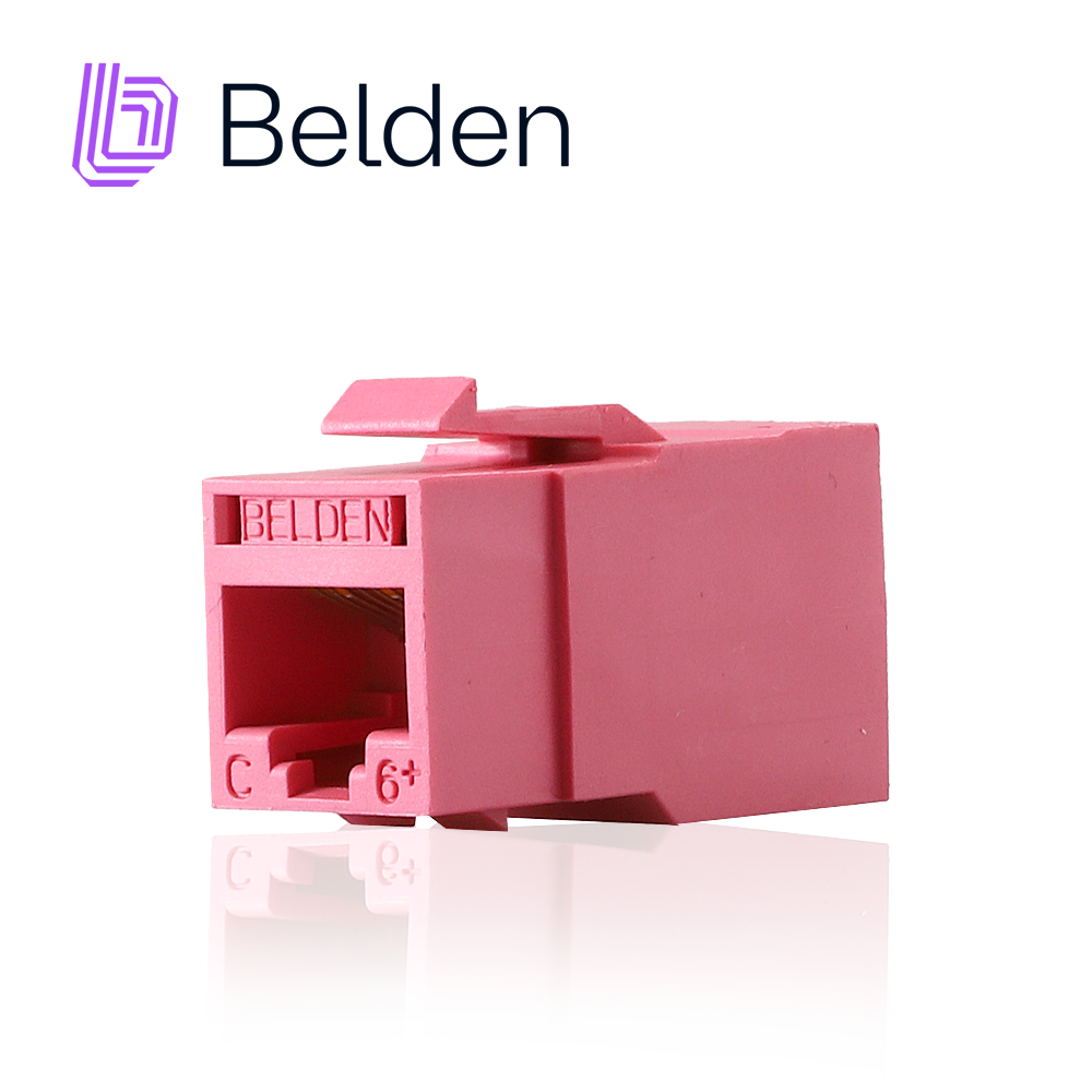 Conector Modular Jack RJ45 CAT6 Revconnect Belden RV6MJKUTR-S1 Estilo Keyconnect Rojo Claro Compatible con Faceplate