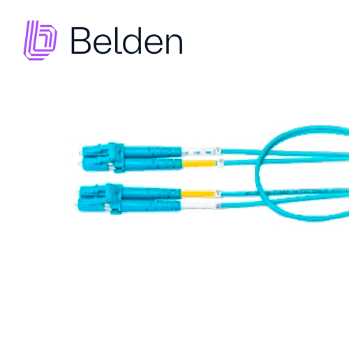 Jumper de Fibra Óptica Multimodo Belden FP3LDLD002M / Interior / Aqua / OM3 / LC Duplex - LC Duplex / 50/125 Micras