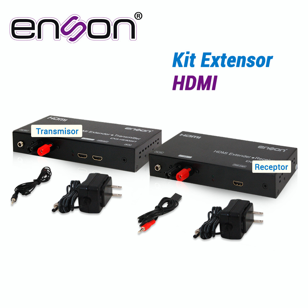 KIT de Extensores HDMI, Serie 9000 Enson, Hasta 500 MTS Incluye:transmisor ENS-HE9000T y Receptor ENS-HE9000R
