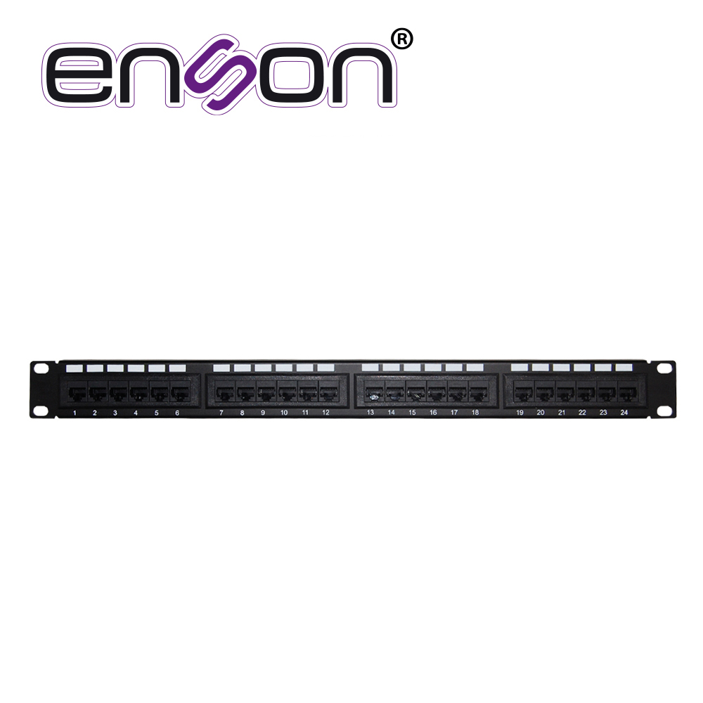 Patch Panel Enson ENS-PAT24C6A 1UR Precargado CAT6A 24 Puertos Montaje en Rack Estandar 19 Pulgadas