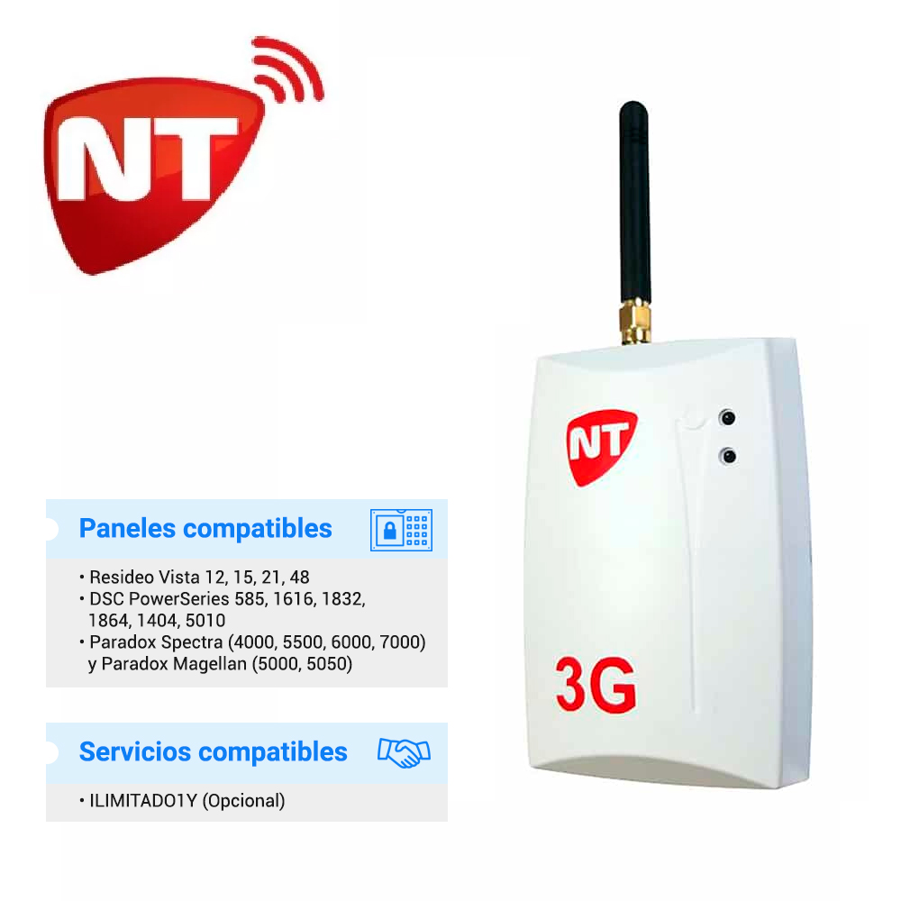 Comunicador 3G Netio / NT-LINK 3G para Paneles de Alarma DSC, Honeywell y Paradox con Conexión por BUS de Datos