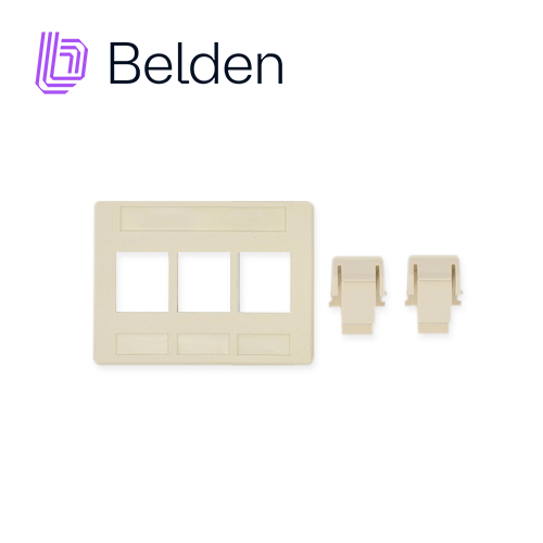 Adaptador Modular Keyconnect Belden AX102291 3 Puertos Compatible con Jacks CAT6A CAT6 CAT5E Fibra y Coaxial Color