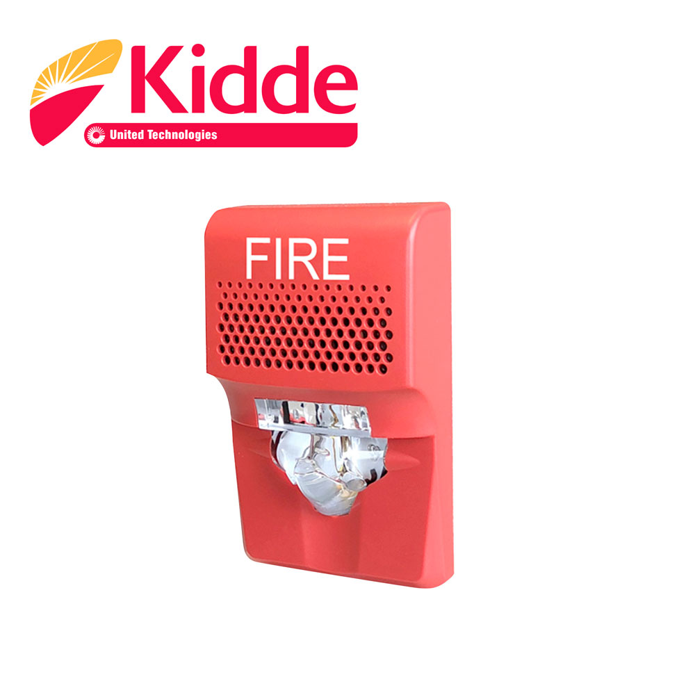 Sirena con Estrobo LED Kidde EG1AVRF de 24 VDC 55 Ma para Pared Rojo Compatible con los Paneles VS1 y VS4 (Trabaja con