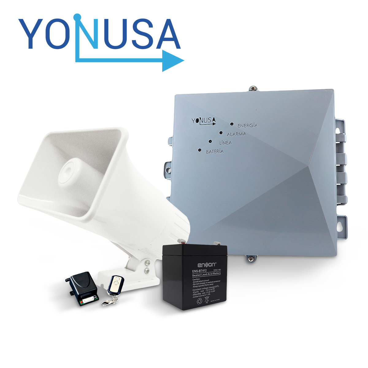 KIT Energizador Decercas con Salida a Sirena Energizador Yonusa EY NG 12000 1 + Batería ENS-BT412 + Sirena PAM-SRE30W +