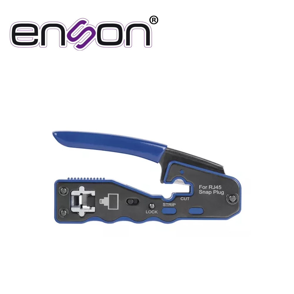 Pinza Enson ENS-PASSTHR para Corte y Facil Terminado de Plugs RJ45 Pass Through Ergonomica