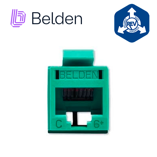 Conector Modular Jack RJ45 CAT6 Revconnect Belden RV6MJKUGN-S1 Estilo Keyconnect Verde Compatible con Faceplate
