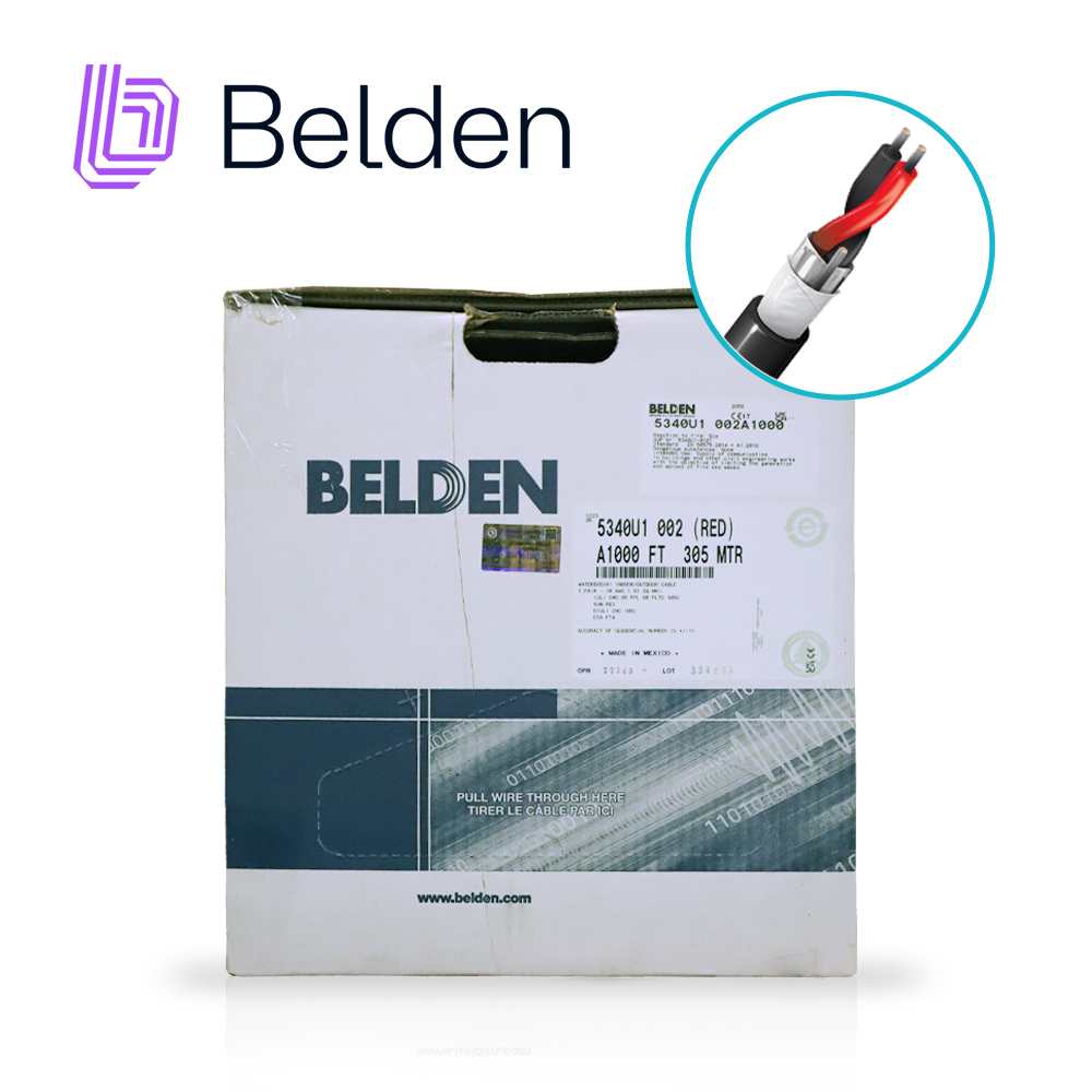 Cable de Seguridad y Sonido Belden 5340U1 002A1000 / Interior/Exterior / Rojo / 2 Conductores / 18 AWG / Multifilar