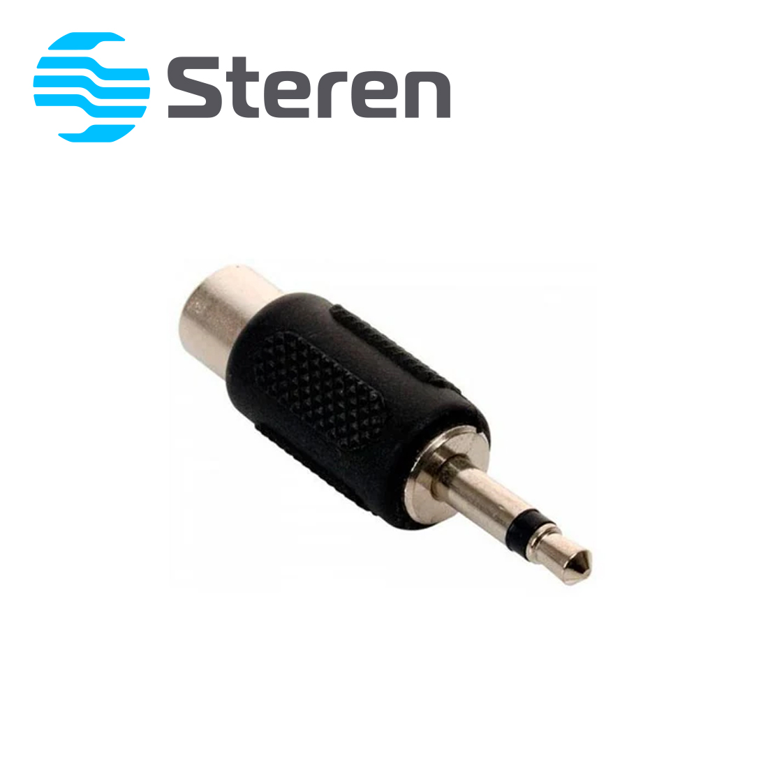 Adaptador Steren 251-122 Hembra (Jack) RCA a Conector Macho (Plug) de 3,5 MM Mono.