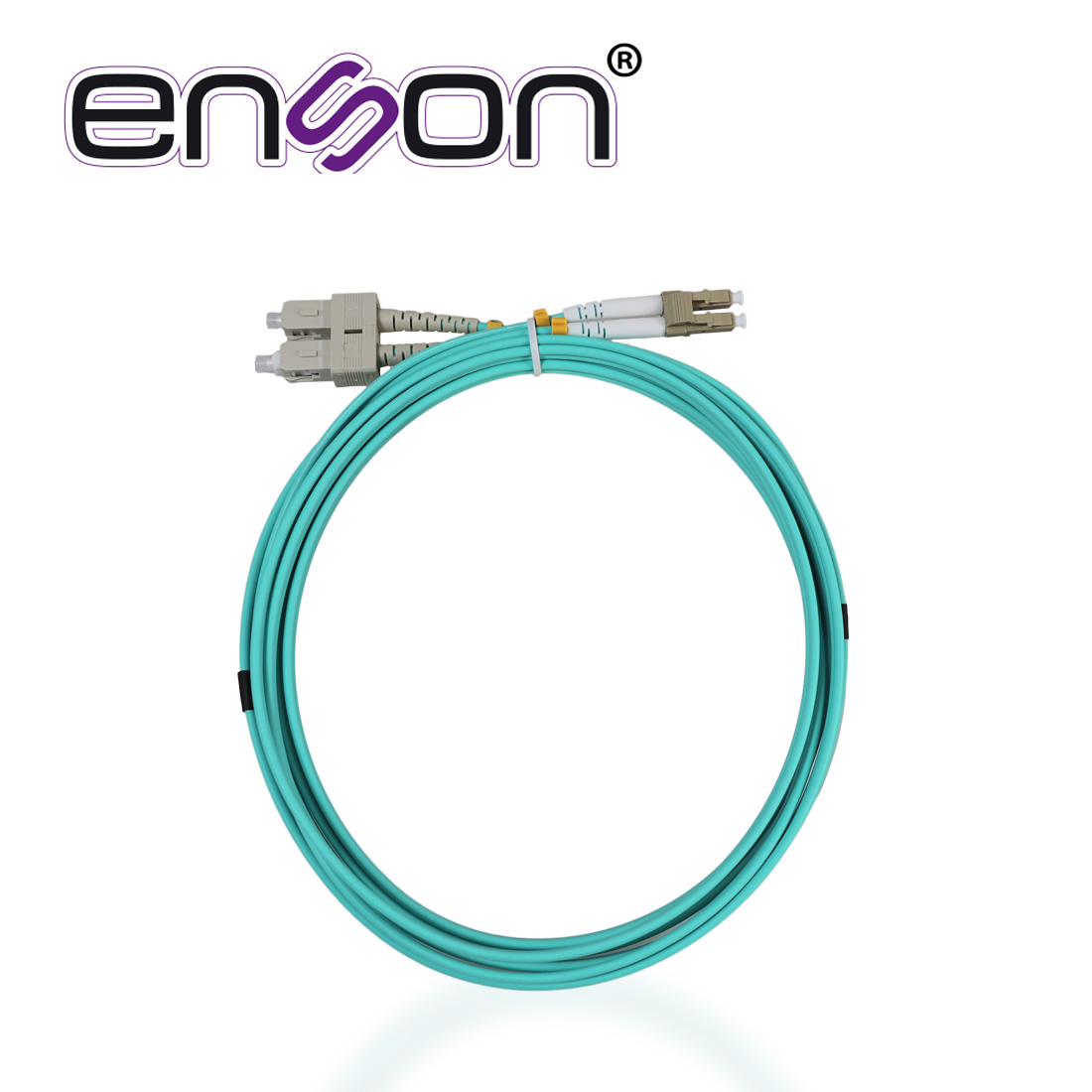 Jumper de Fibra Óptica Enson ENS-JUMPLCSC Forro PVC Color Aqua Tipo de Fibra Multimodo OM3 50/125 Micras Conectores LC
