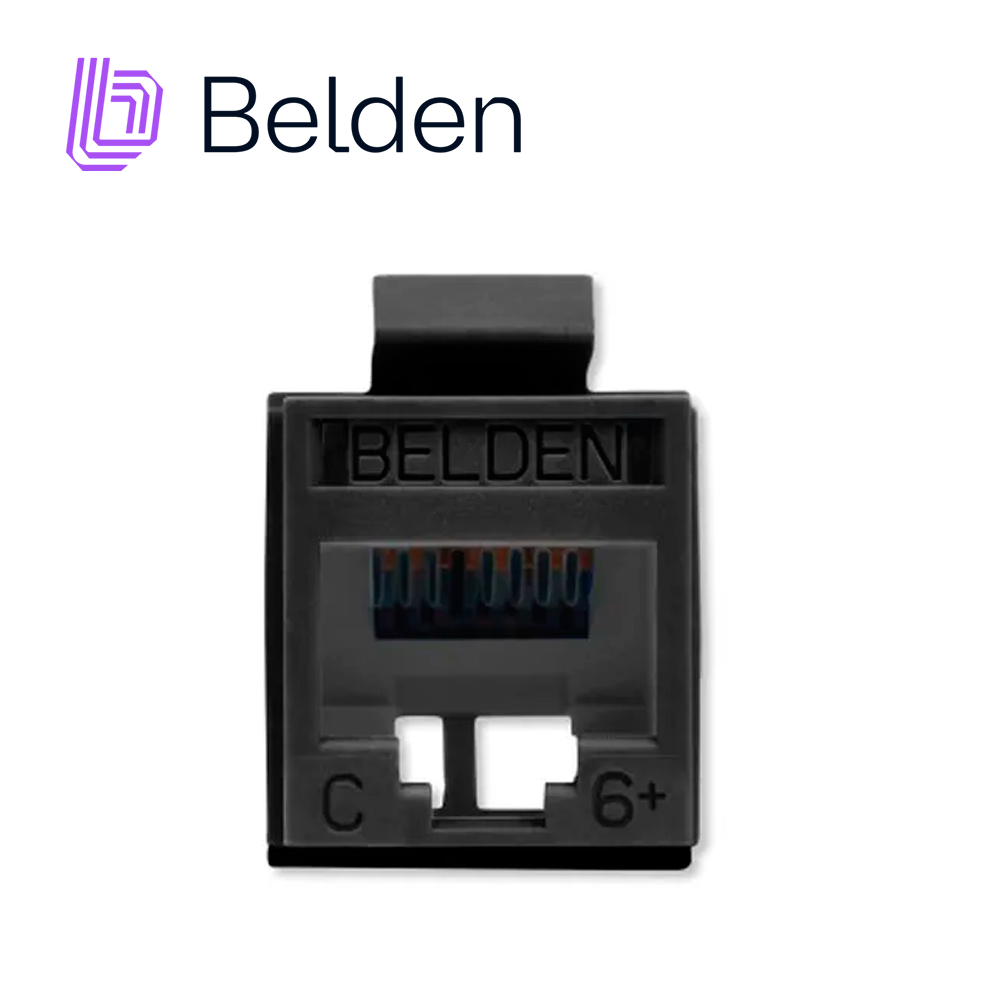 Conector Modular Jack CAT6+ RJ45 Belden RV6MJKUBK-S1 / Revconnect / Interior / Negro / Pieza