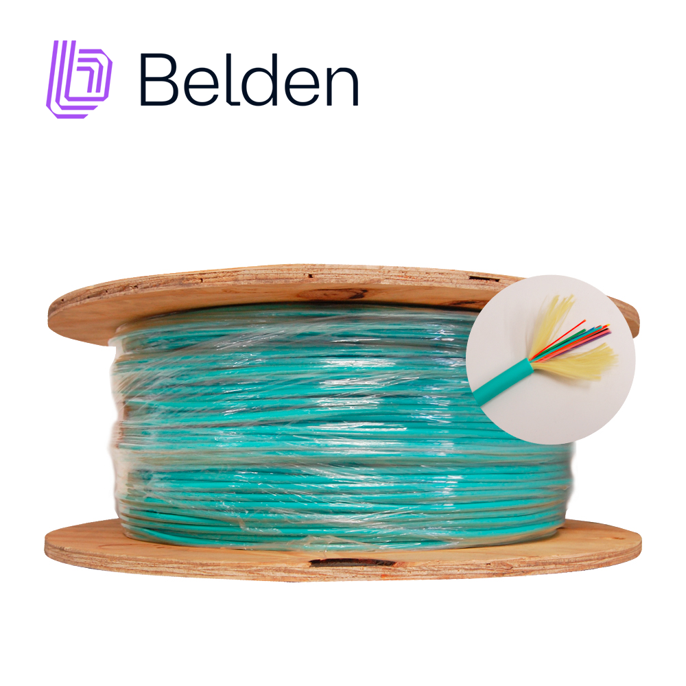 Fibra Óptica Interior Multimodo Belden FI3D012R9 12HILOS OM3 1640FT 500 MTS Color Aqua en Carrete - Disponible en