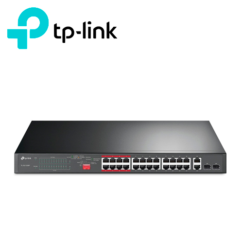 Switch NO Administrable TP-LINK TL-SL1226P / 24 Puertos RJ45 PoE Af/At 10/100 Mbps + 2 Puertos Giga Combo RJ45/SFP