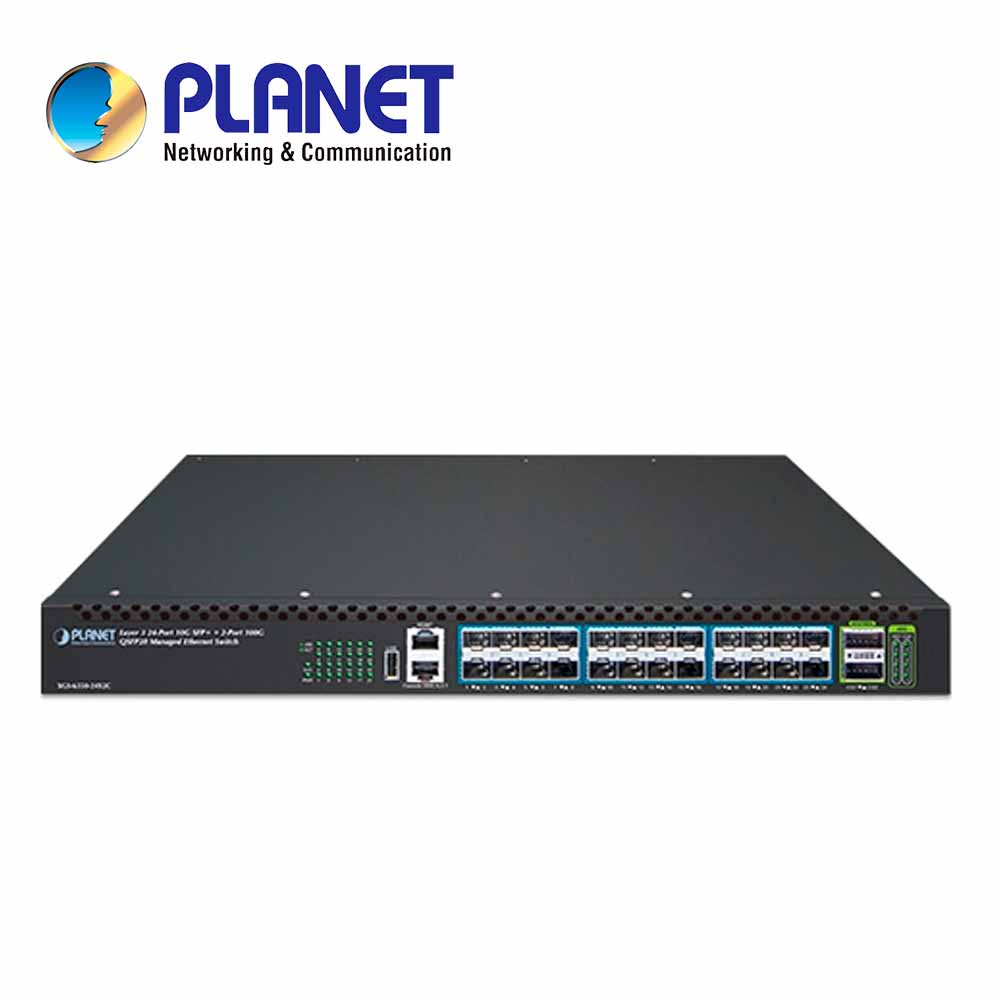 Switch Administrable L3 10G XGS-6350-24X2C Planet 24 Puertos 10G SFP+ / 2 Puertos 100/40G QSFP28 / 800 Gbps NON