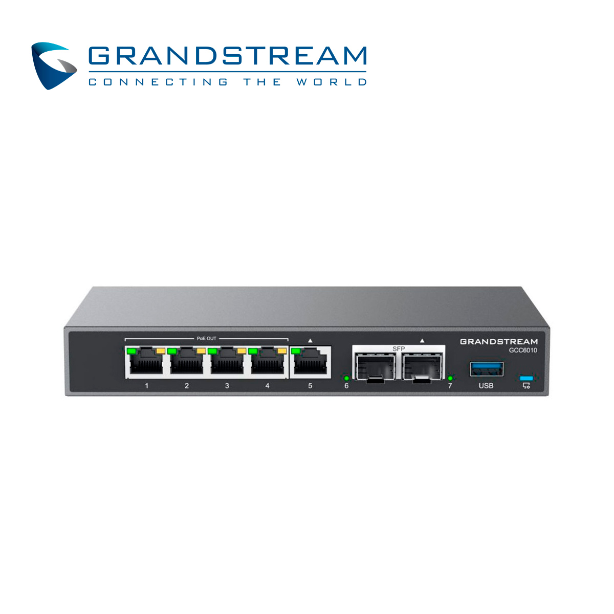 Dispositivo 4 en 1 Grandstream GCC6010 Conmutador IP / Firewall / Ruteador VPN / Switch 5 Puertos Giga Wan/Lan / 4
