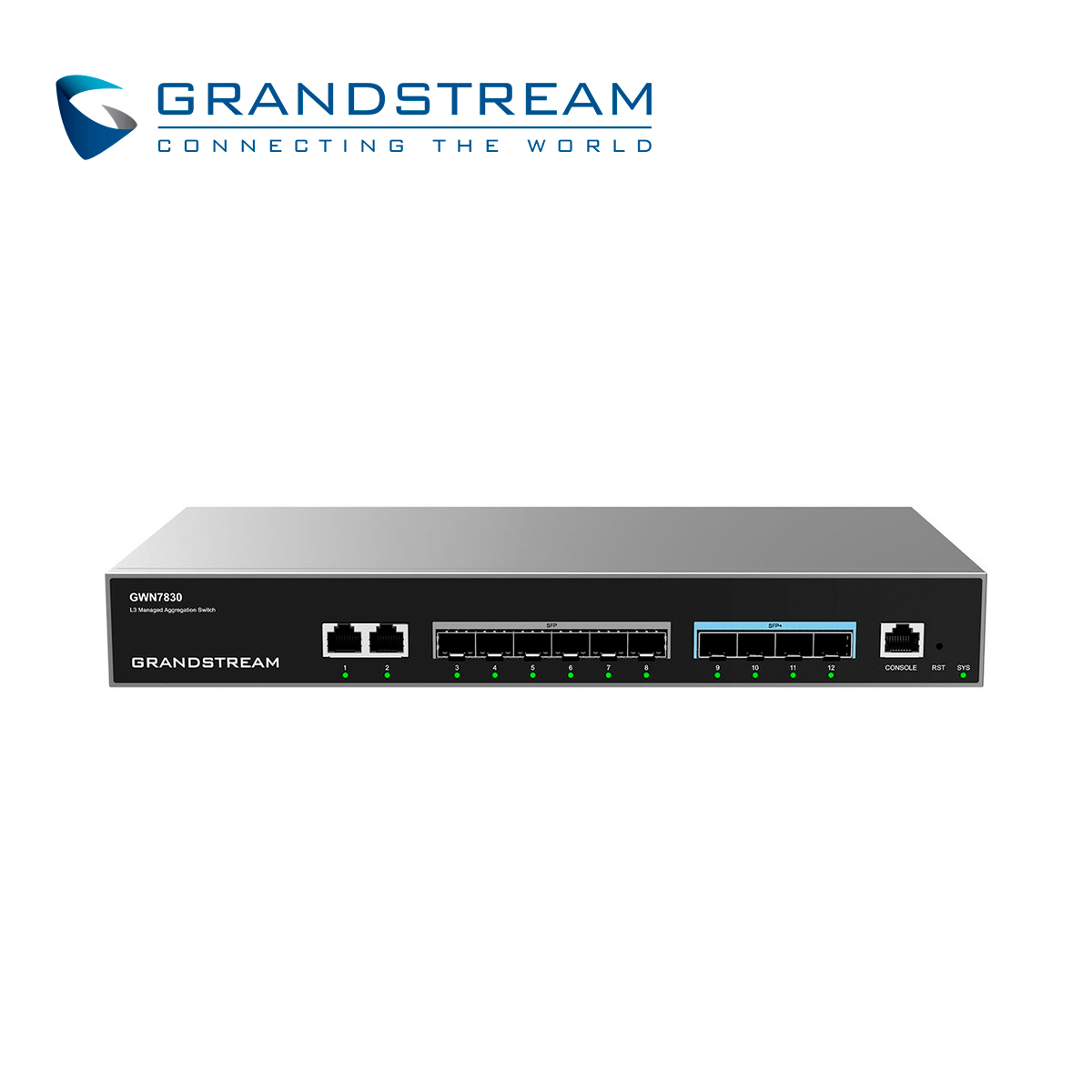 Switch Administrable Capa 3 Grandstream GWN7830 / 2 Puertos 10/100/1,000MBPS / 6 Puertos Gigabit SFP / 4 Puertos SFP+