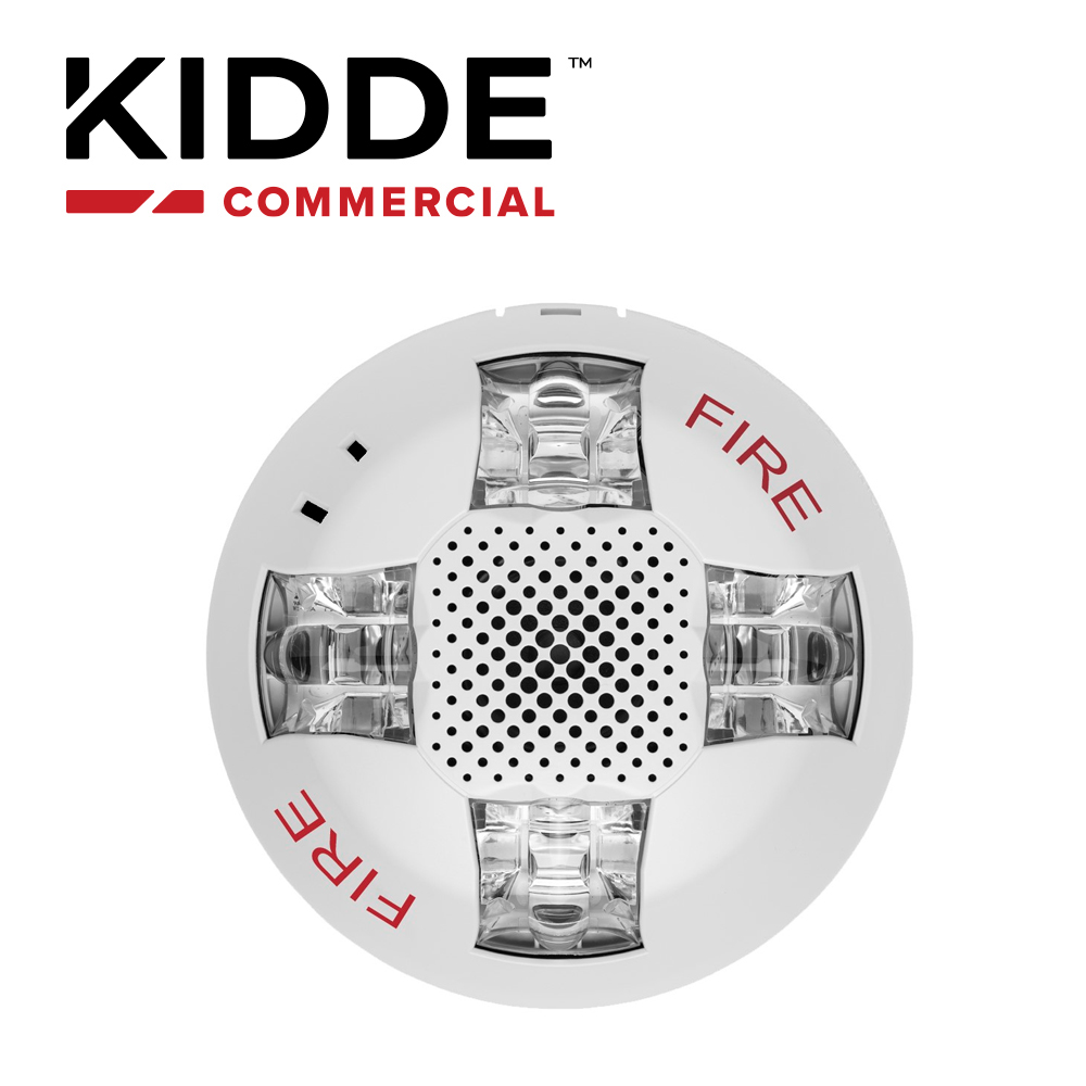 Sirena con LUZ Estroboscopica Montaje en Techo / Kidde Egcavwf / Color Blanco con la Palabra Fire 15-115 CD Incluye