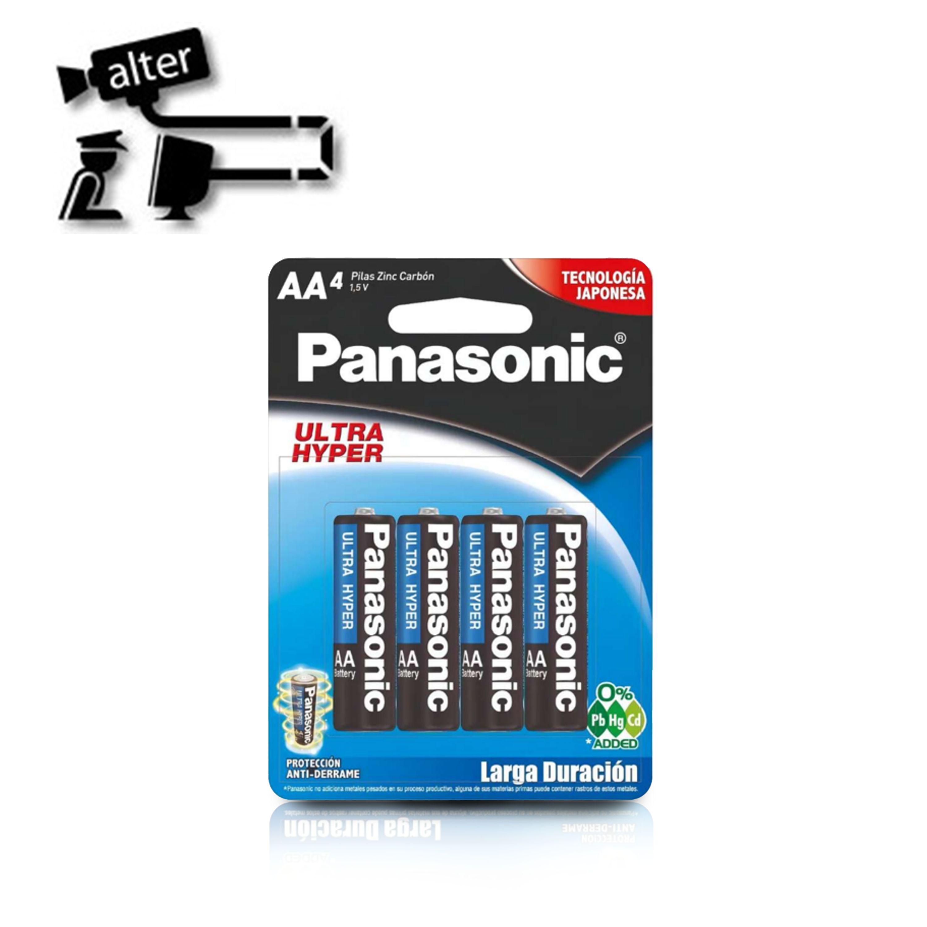 Batería Zinc Carbon Panasonic Tipo AA 1.5V para USO en Controles Remotos y Relojes (Paquete de 4 Baterías)
