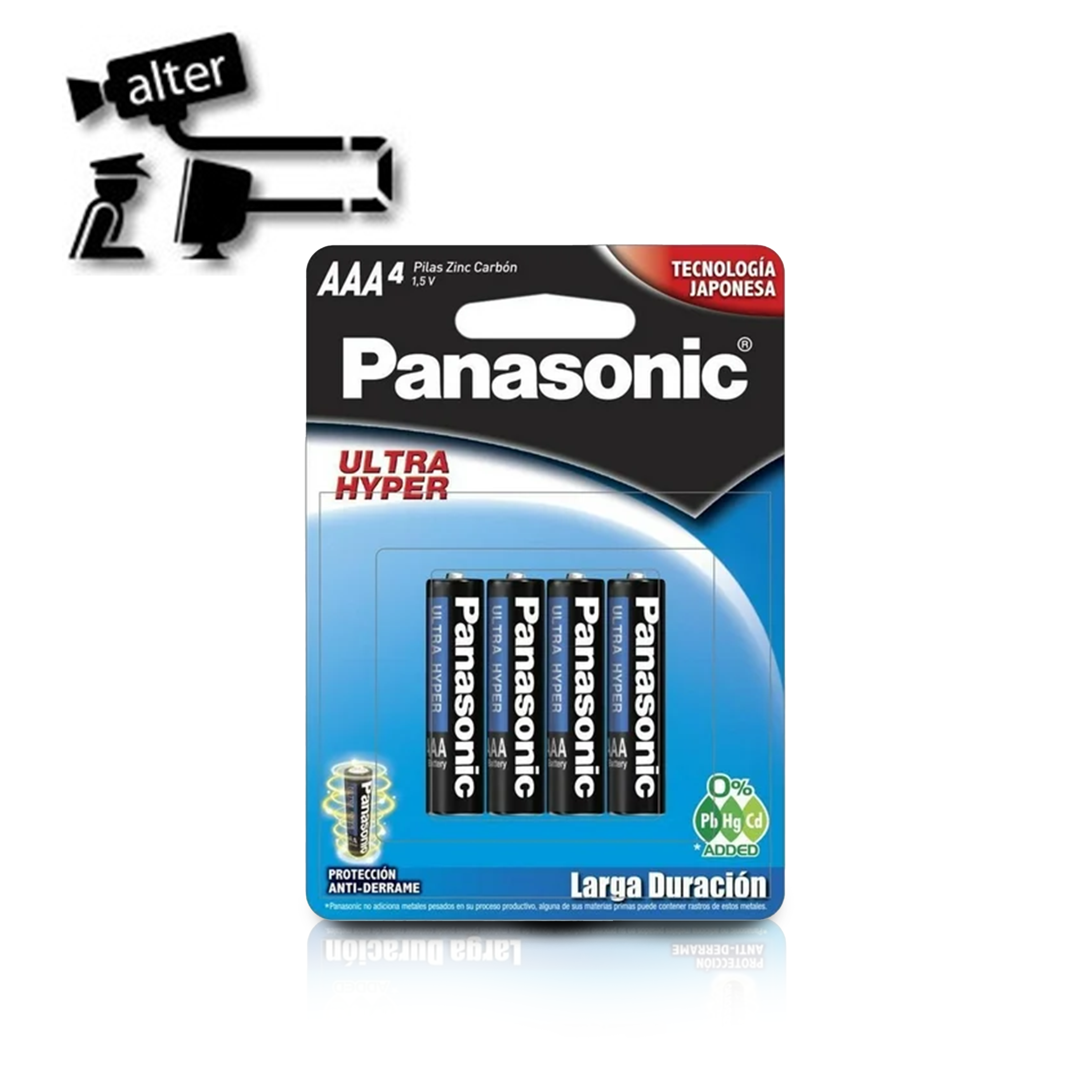 Batería Zinc Carbon Panasonic Tipo AAA 1.5V para USO en Controles Remotos y Relojes (Paquete de 4 Baterías)