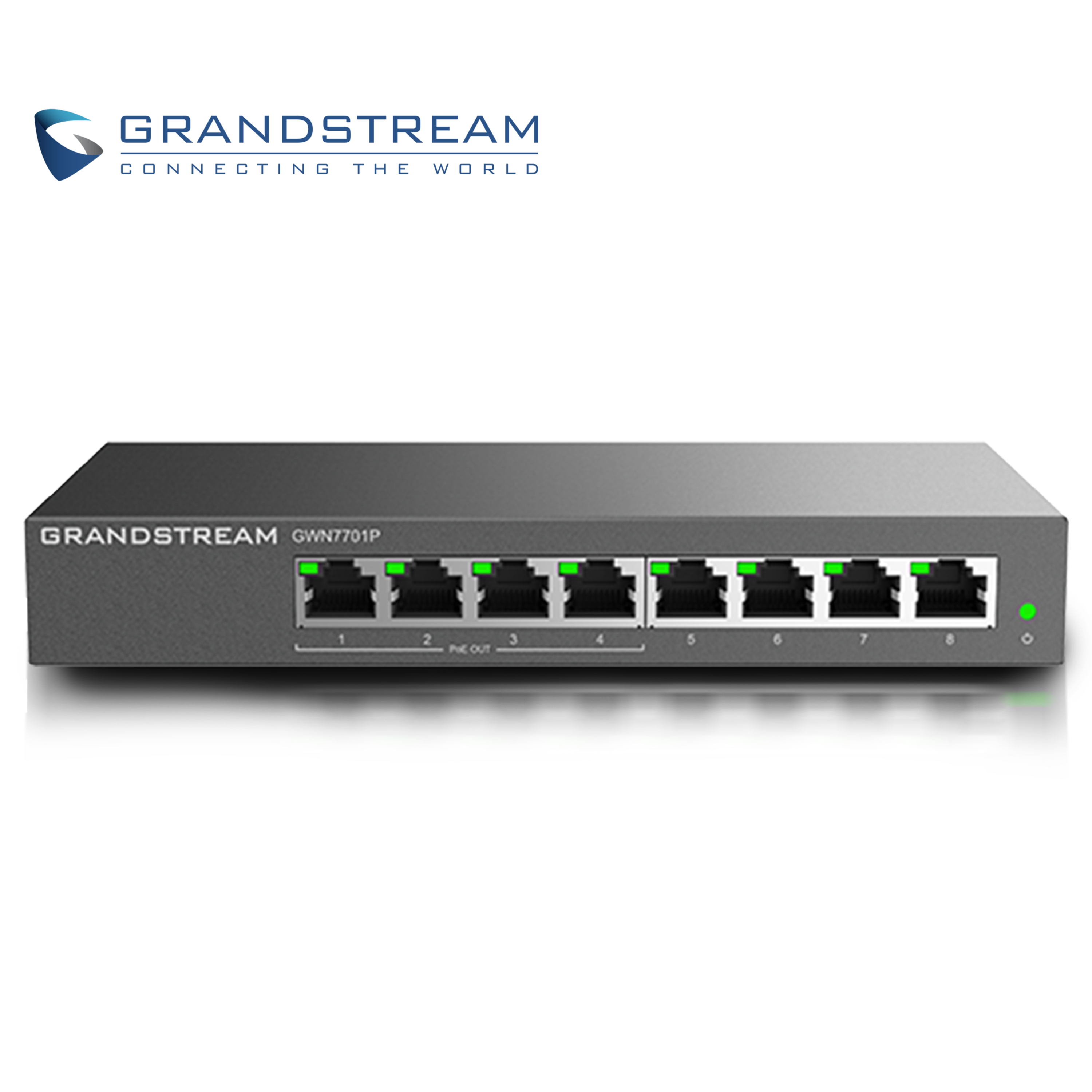 Switch NO Administrable PoE+ Grandstream GWN7701P / 8 Puertos 10/100/1,000MBPS / 4 Puertos PoE+ Af/At / Montaje