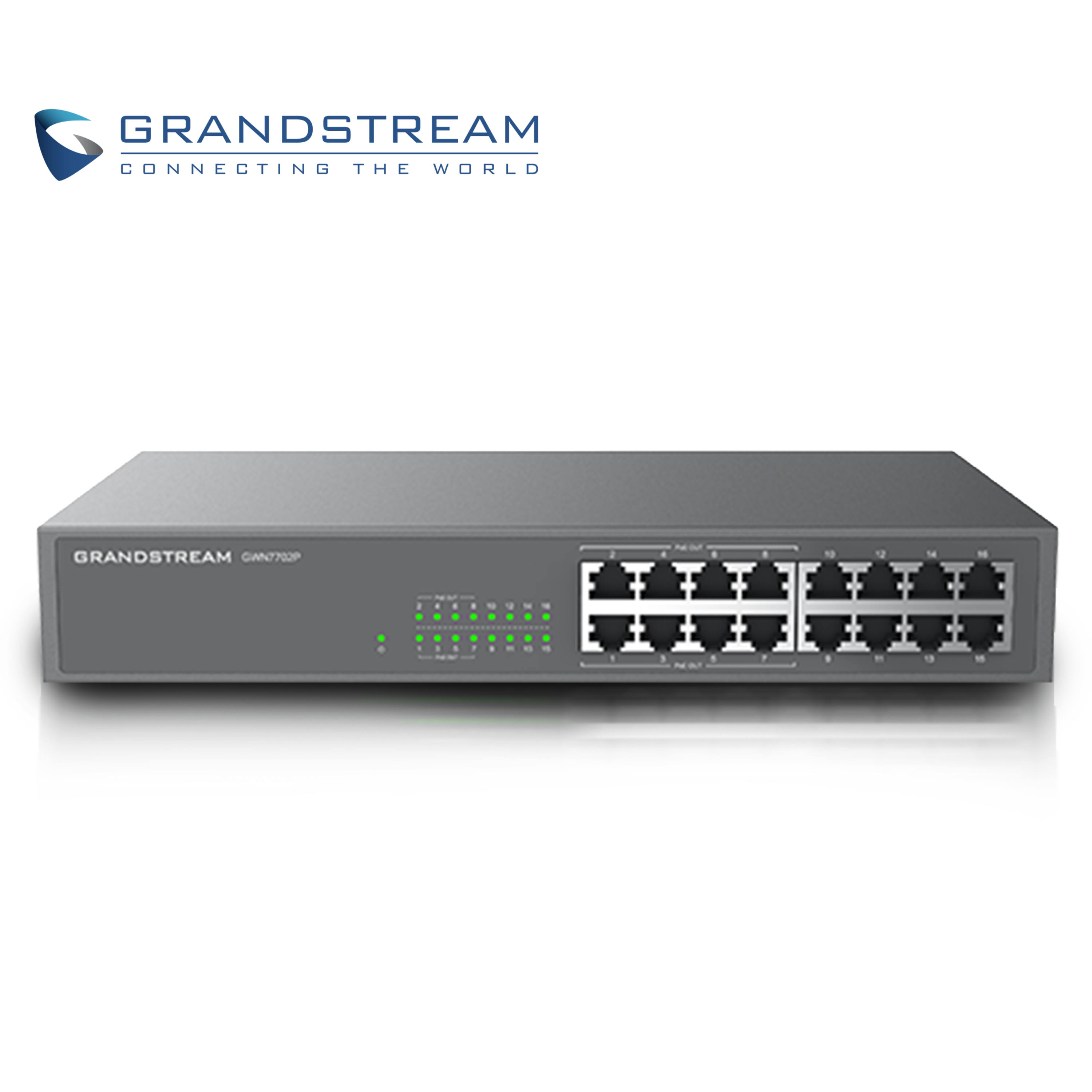 Switch NO Administrable PoE+ Grandstream GWN7702P / 16 Puertos 10/100/1,000MBPS / 8 Puertos PoE+ Af/At / Montaje