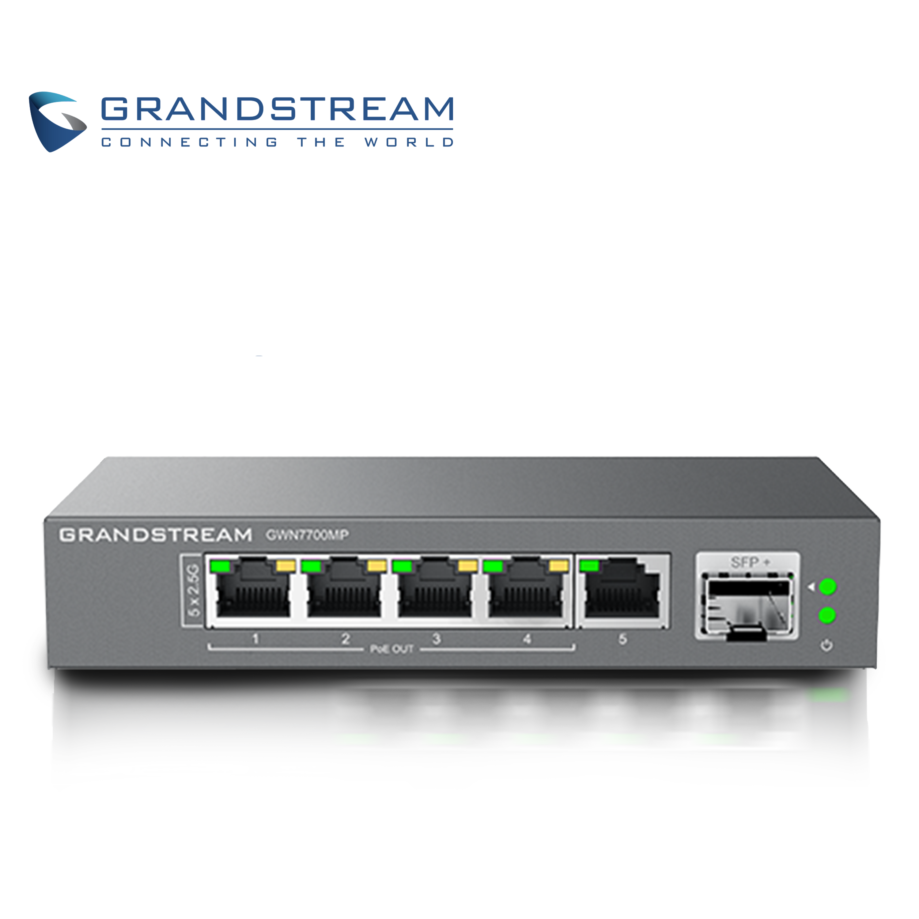 Switch NO Administrable PoE+ Grandstream GWN7700MP / 5 Puertos 10/100/1,000/2,500MBPS / 4 Puertos PoE+ Af/At / 1 Puerto