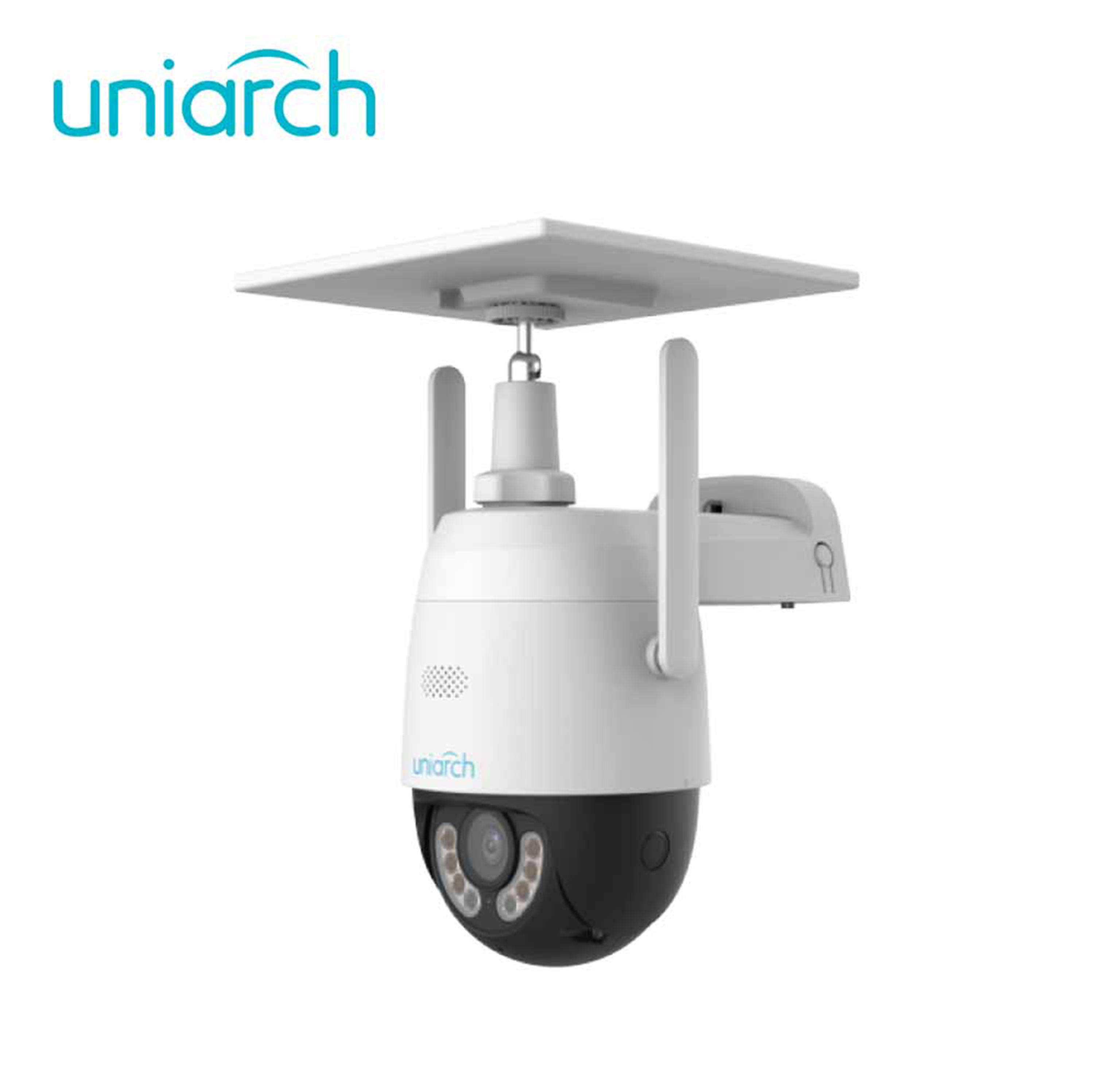 Cámara PT Solar 4G Uniarch UHO-P2G-M3F4D-LA / 3MP / LENTE-4MM / DUAL-LIGHT / IR30M / LUZ-CALIDA30M / Dwdr