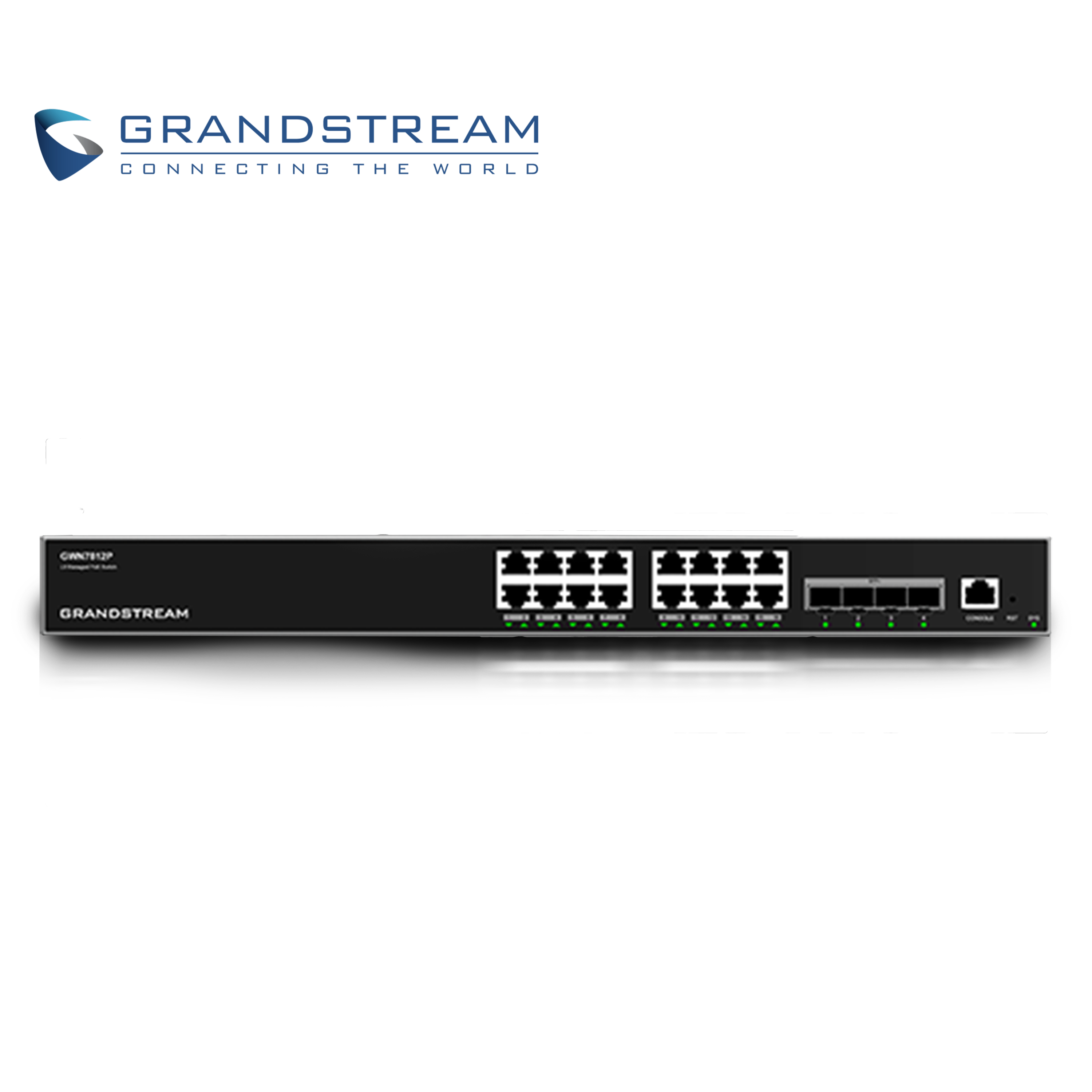 Switch Administrable PoE+ Capa 3 Grandstream GWN7812P / 16 Puertos 10/100/1,000MBPS / 16 Puertos PoE+ Af/At / 4 Puertos