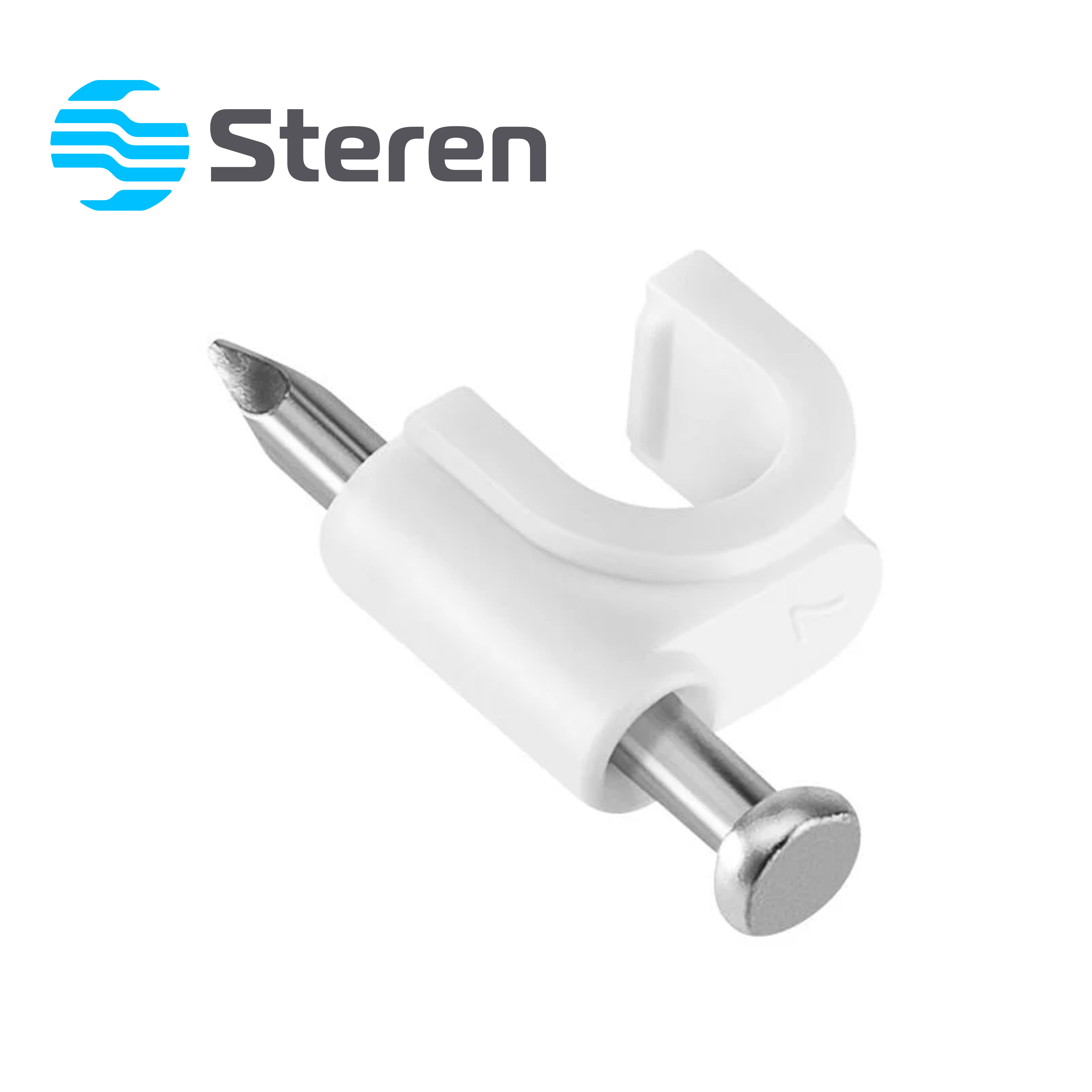 Grapas de Plástico Blancas Steren GRA960B / Bolsa con 50 PZS/ Especial para Sujetar Conductores / USO para Interiores y