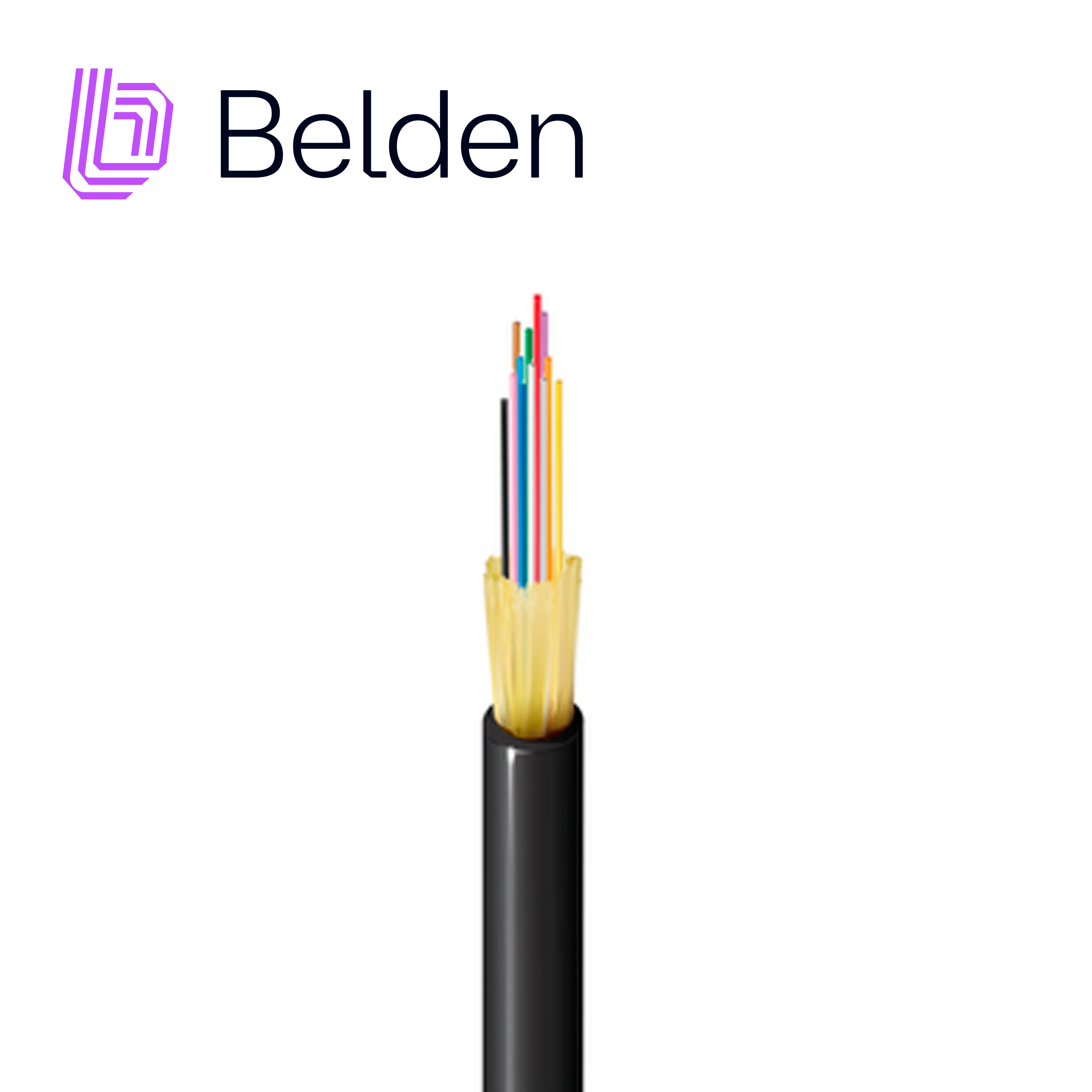 Fibra Óptica Belden FD4D012R9 / Interior/Exterior / Negro / OM4 / 12 Hilos / Forro PVC / Ofnr / Bobina / 1,640 Pies 500