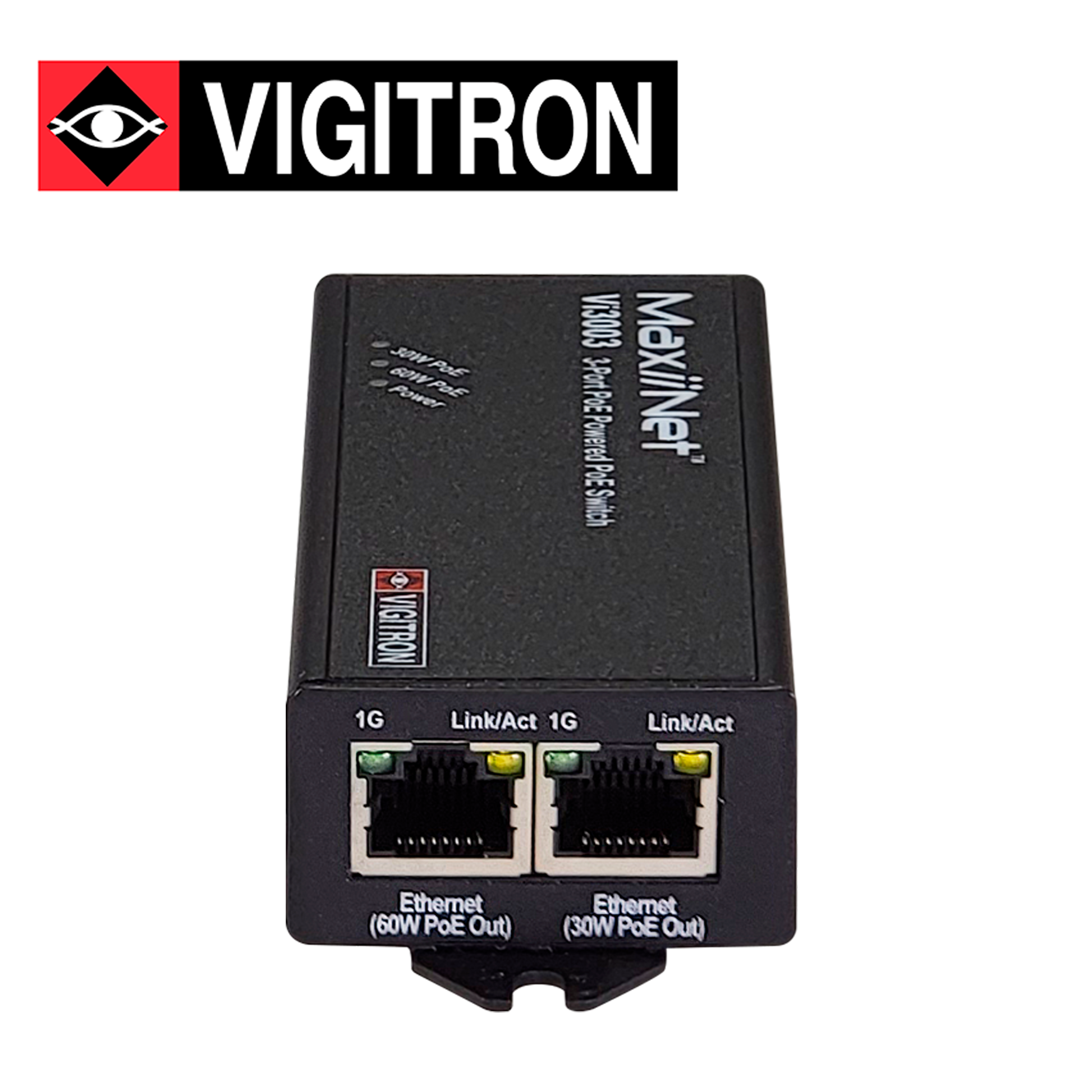 Switch PoE Vigitron VI3003 / 3 Puertos 10M/100M/1000M / Hasta 74W / Vlan 4.096 / Jumbo Frame Hasta 10,000BYTES