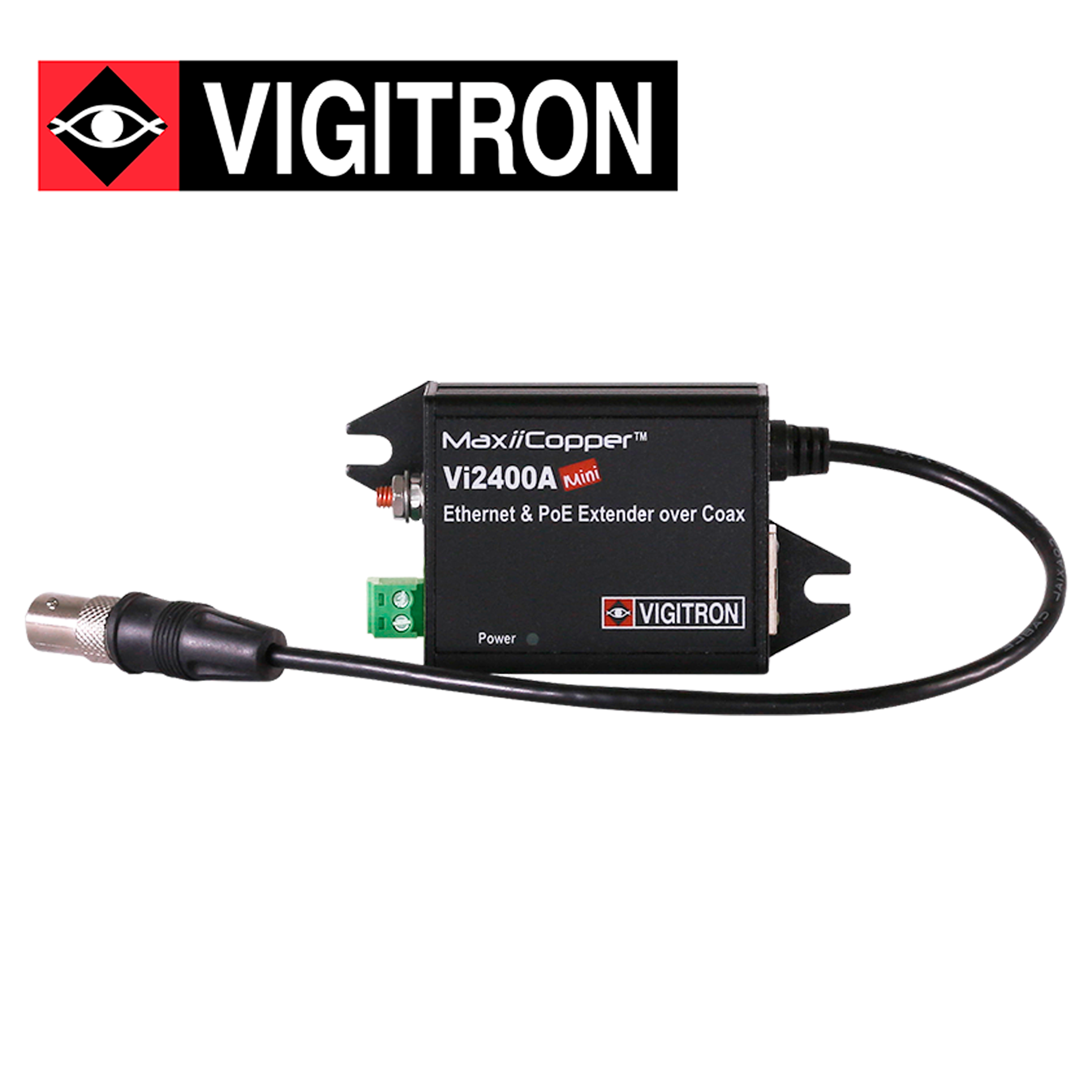 Extensor PoE Vigitron Ultracompacto VI2400A por Coaxial / Distancia Hasta 1515 Metros / Compatible con PoE Af/At