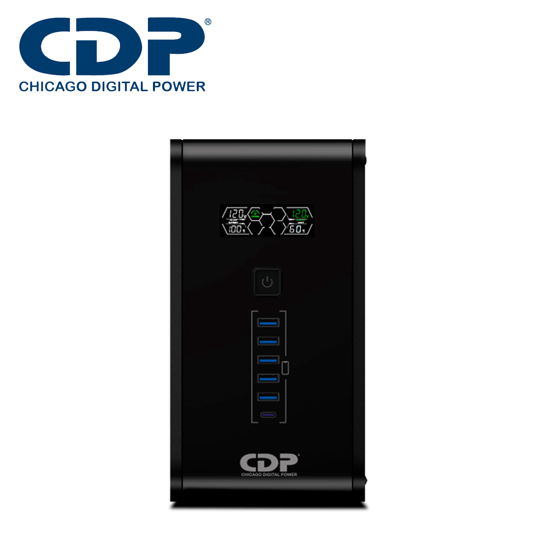 NO Break UPS Tipo Torre R-SMART751 CDP / 750VA / 375W / 10 Contactos / Linea Interactiva / AVR / Display LCD