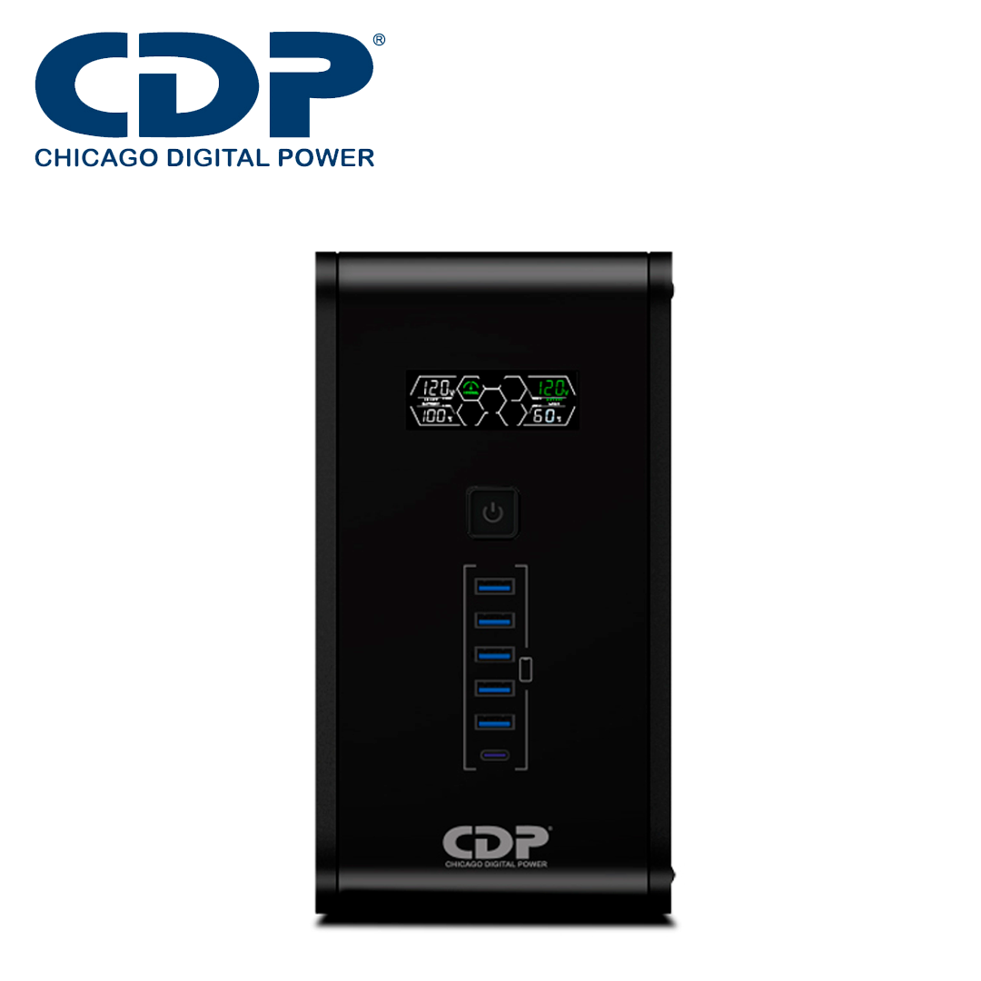 NO Break UPS Tipo Torre R-SMART1010 CDP / 1000VA / 500W / 10 Contactos / Linea Interactiva / AVR / Display LCD